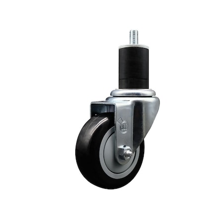 Service Caster 3.5'' Black Poly Wheel Swivel 1-3/4'' Expanding Stem Caster SCC-EX20S3514-PPUB-BLK-134